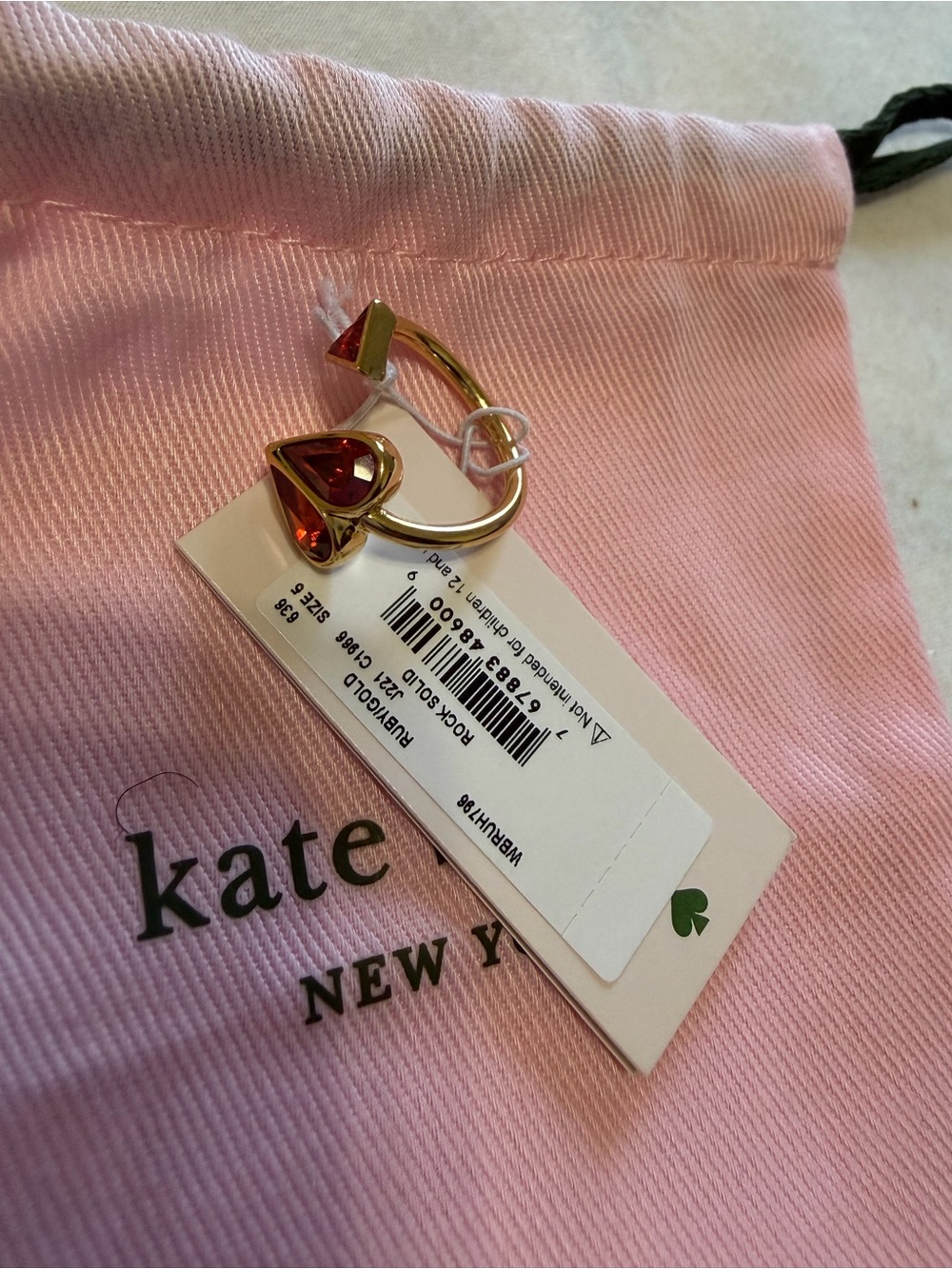 KATE SPADE ROCK SOLID STONE RING SZ 6 - Picture 5 of 11